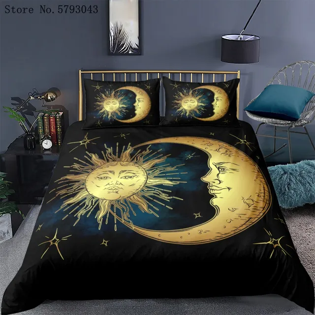 $ 2/3 Pieces Sun Moon Bohemian Bedding Set 3D Print Indian Mandala Duvet Cover Home Textile Bed Quilt Cover For Bedroom Bedspread