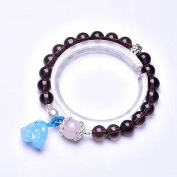 

Natural ice obsidian single ring bracelet with sea blue treasure with the type of pendant fashion beautiful