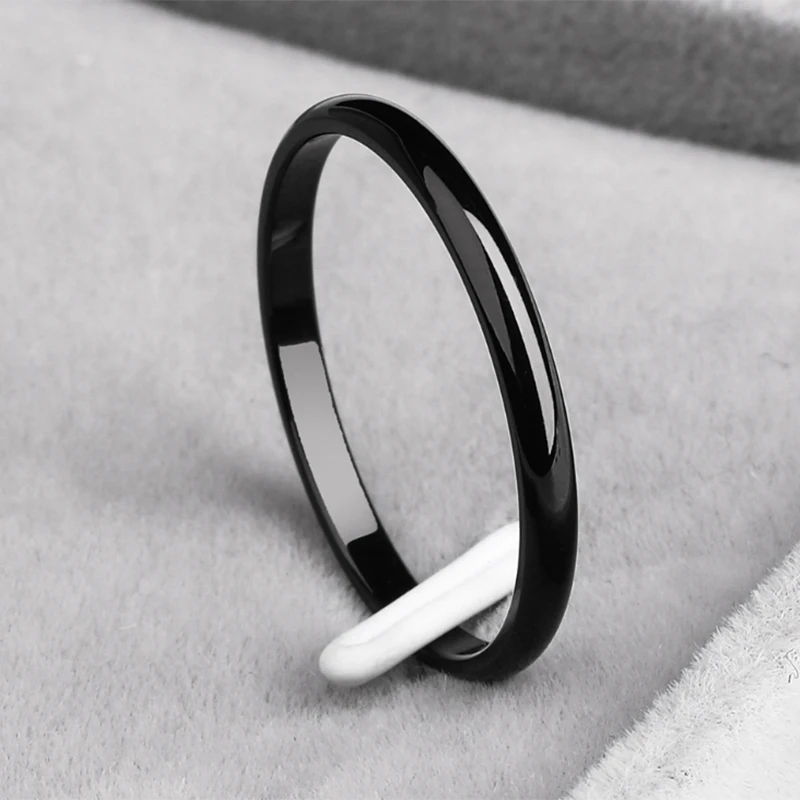 Auxauxme Fashion Simple Smooth 2/4/6/8mm Women Men Finger Rings Stainless Steel for Lovers Wedding Anniversary Jewelry Gifts 5