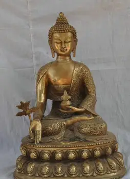 

YM 304 18" Folk Tibet Brass Buddhism Shakyamuni Sakyamuni Medicine Buddha Seat Statue