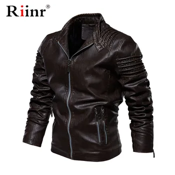 

2019 Solid Winter Leather Jacket Men Velvet Thick Warm Casual Moto Biker Jackets Man Pu Motorcycle Bomber Jacket Male Cool Coat