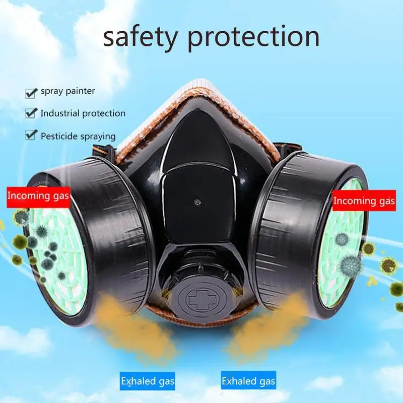Двойная трубка маска Защита от пыли эффективная газовая с активированным углем