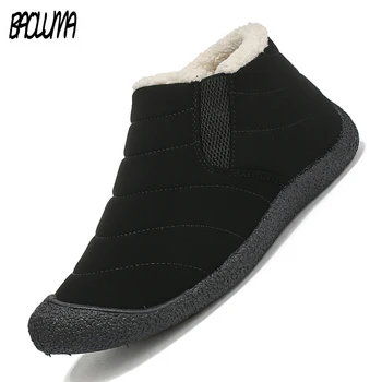 

2020 Brand Men Winter Boots Man Snow Boots Warm Fur Male Ankle Boots Loafers Men Waterproof Shoes Male Unisex Boots 36-46