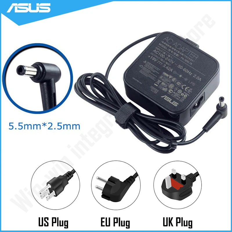 Зарядное устройство для ноутбуков ASUS 19 в 5 А 65 Вт 2 * мм блок питания X54C X55L X401A X501A X502C