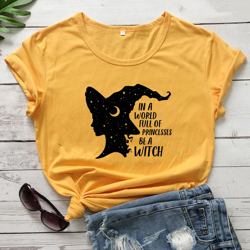Женская футболка на Хэллоуин Винтажная с изображением звездной базовой ведьмы |