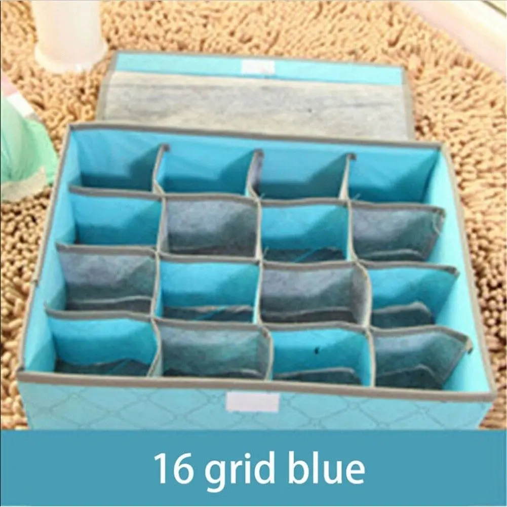Blue 16 grid Складной органайзер, ящик для хранения, чехол из нетканого материала для бюстгальтеров, галстуков, нижнего белья, носков, органайзер, ящик для хранения - Цвет: Blue 16 grid