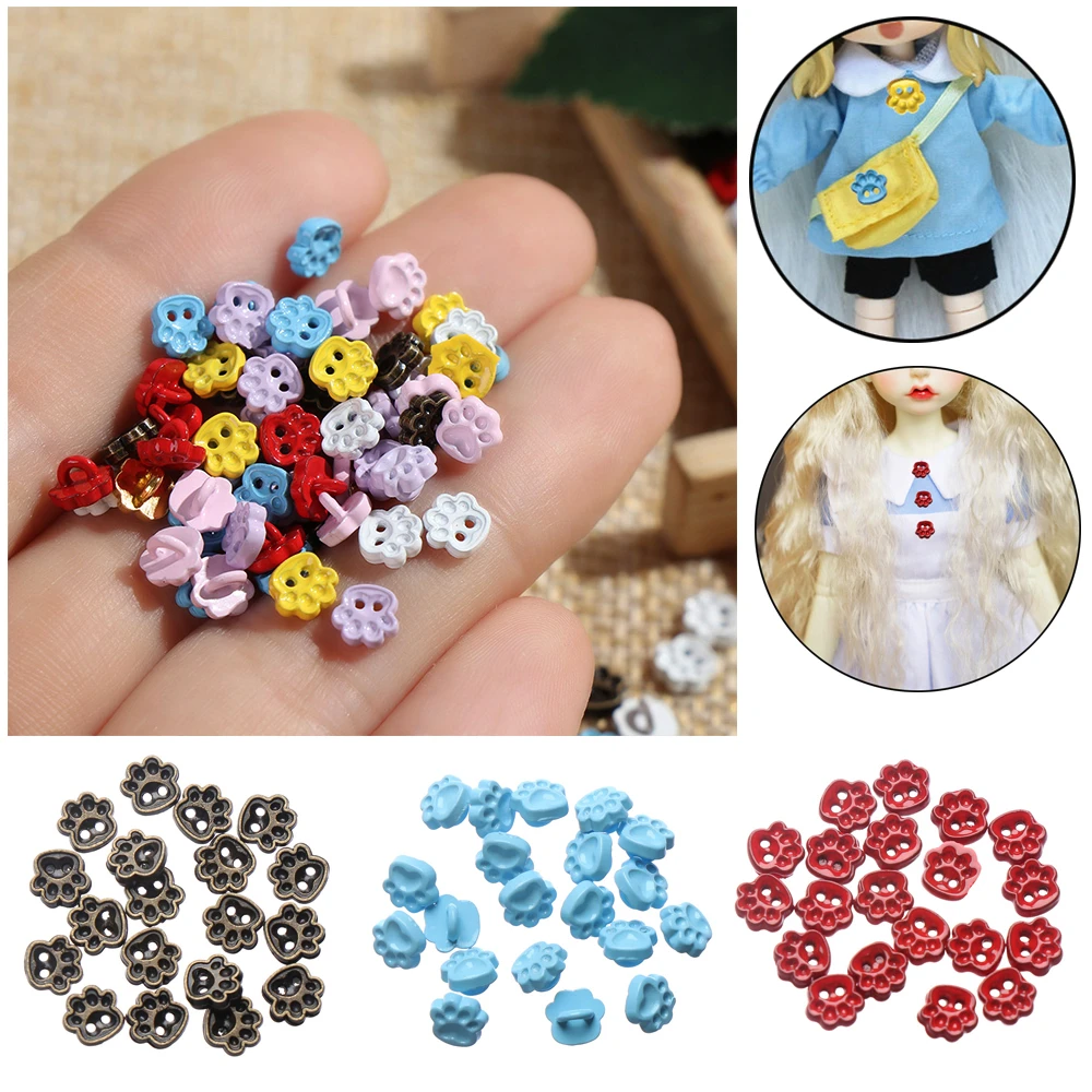Metal Mini Bear Paw Buttons for DIY Doll Clothes