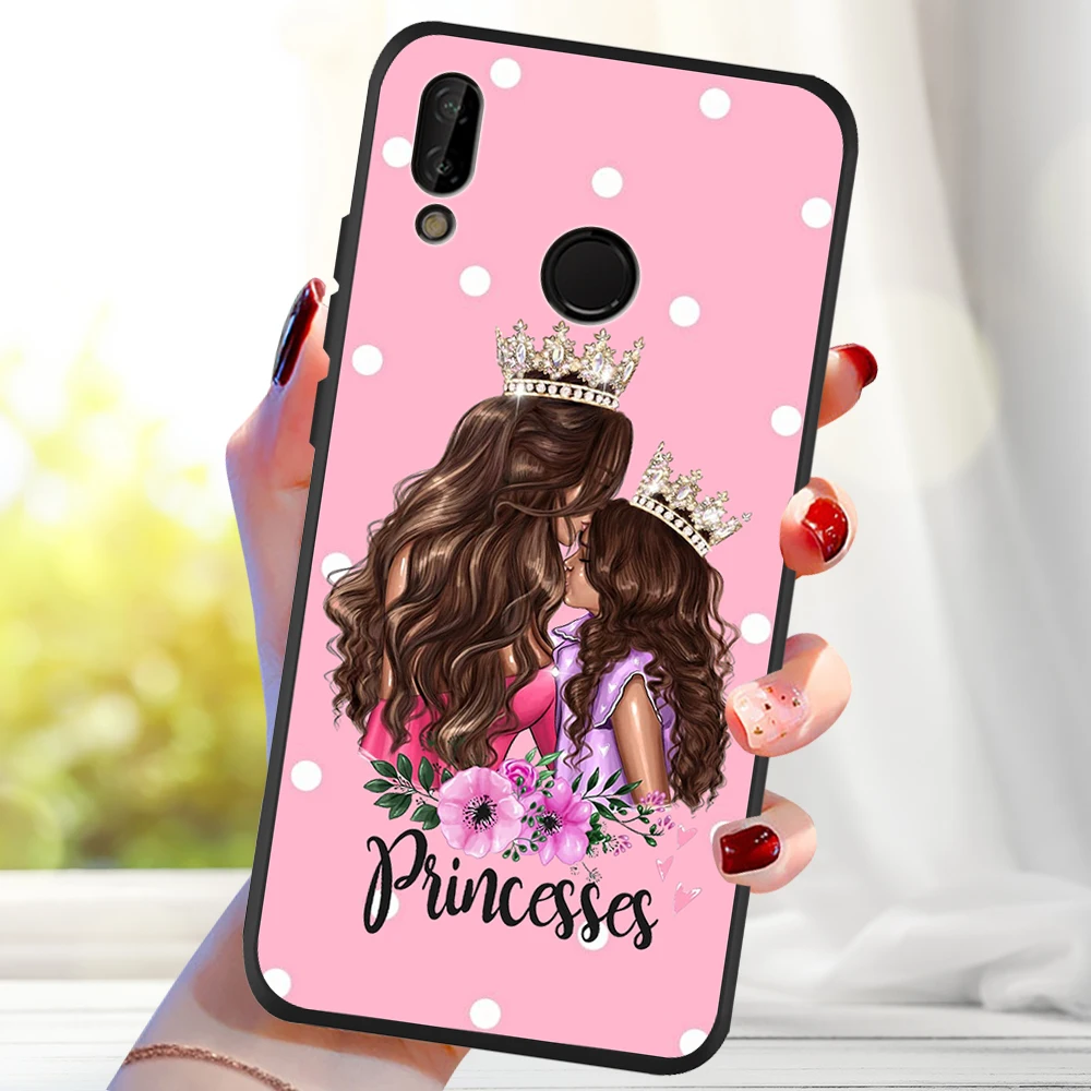 Каштановые волосы для мам и детей, девочек queen для huawei P8 P10 P20 P30 Коврики 10 20 Honor 8 8X 9X 8C 9 V20 30 10 Lite Plus Pro чехол etui