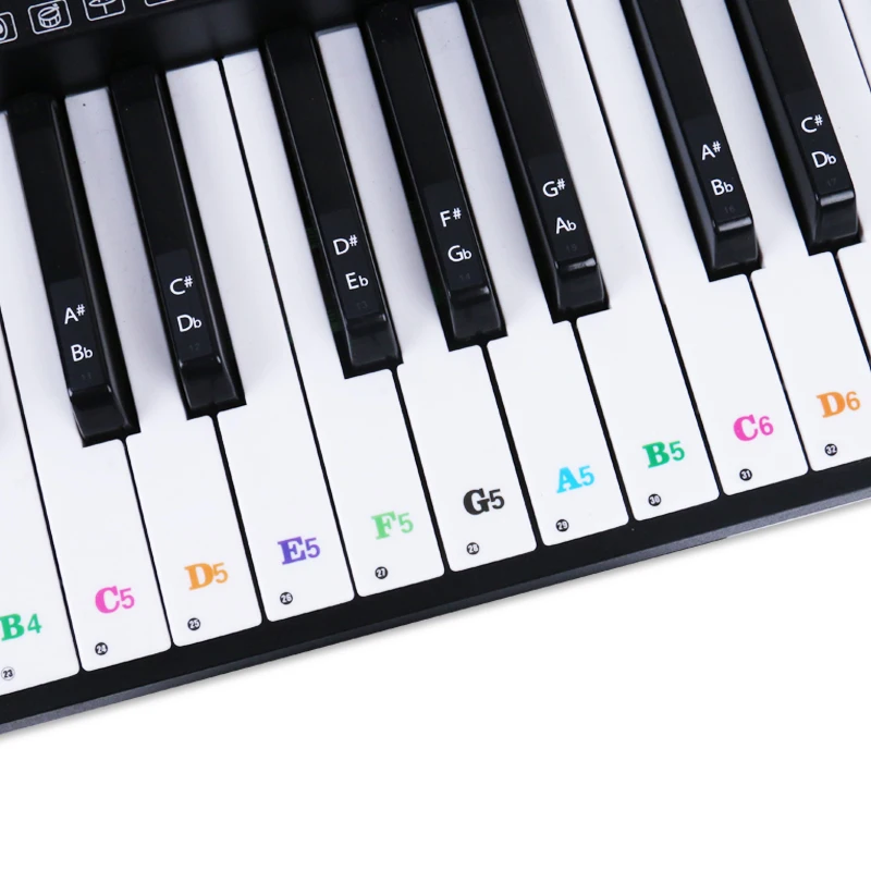 54/61/88 Keys Piano Keyboard Note Stickers Learn Music Phonetic  Transcription Colored Character Piano Sticker - Parts & Accessories -  AliExpress