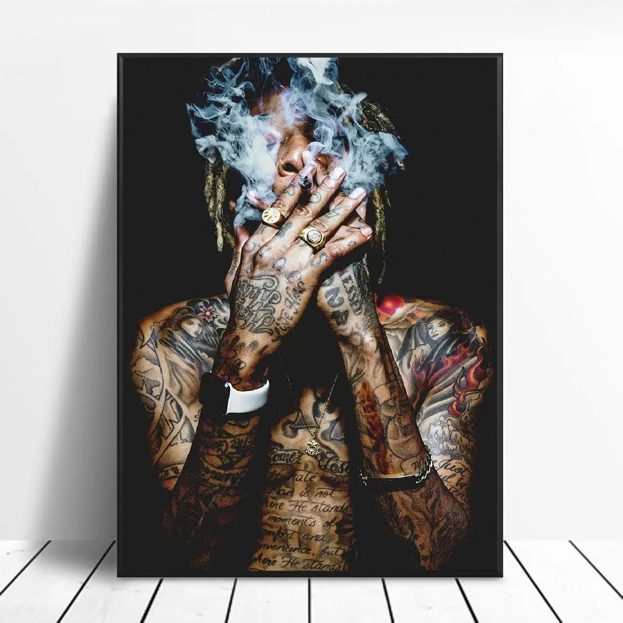 

Wiz Khalifa Rap Music Hip-Hop Art Fabric Poster Print Wall Pictures For living Room Decor canvas painting posters and prints