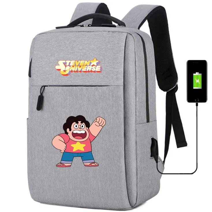 J Steven Universe canvas Backpack usb charging School Bags Meliodas Dragon printing shoulder bag Laptop travel bag rucksack - Цвет: J