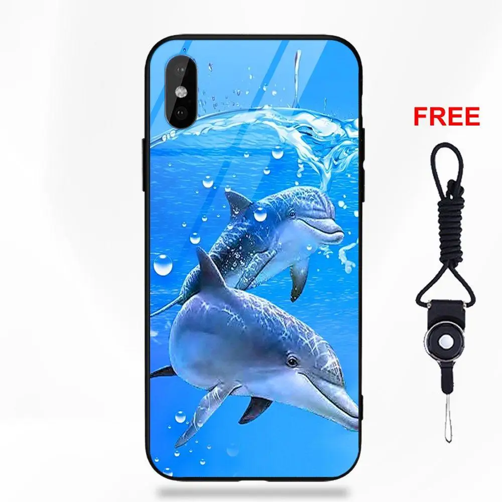 Дельфины В рифе закат у океана для Redmi 5 Note 5A 6 для Galaxy S8 S9 Plus huawei Honor 7X P20 Lite mate 10 Pro стеклянный чехол - Цвет: as picture