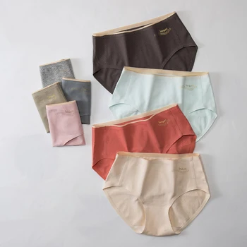 

3pcs Lot Women Cotton Panties Antibacterial Seemless Medium Waist Knicker Solid Color Breathable Large Size Briefs