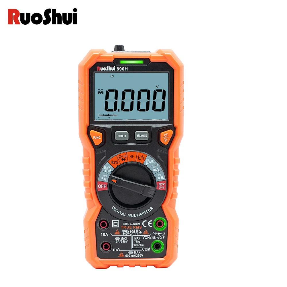 Multimetro Digitale Professionale Ture Rms Ac/Dc Tester Di Capacità Corrente Ohm 200Ma Protezione Spegnimento Automatico Serie 890