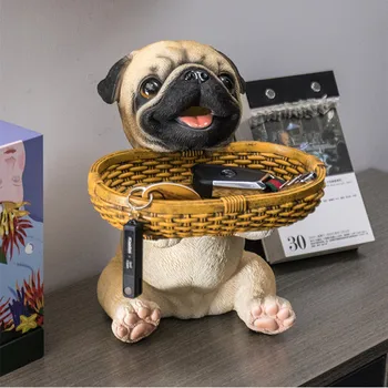 

Nordic Pug French Bulldog Dog Statue Remote Control Storage Box Resin Shiba Inu Sculpture Home Decoration Accessories