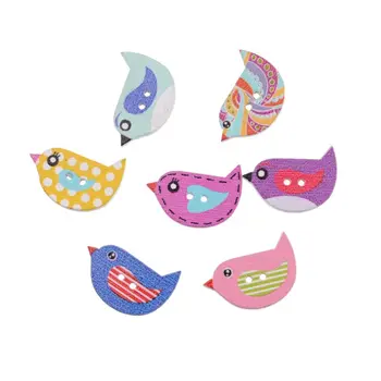 

Free Shipping Retail 10pcs Mixed 2 Holes Cartoons Birds Pattern Wood Sewing Buttons Scrapbooking 23mmx14mm F0157