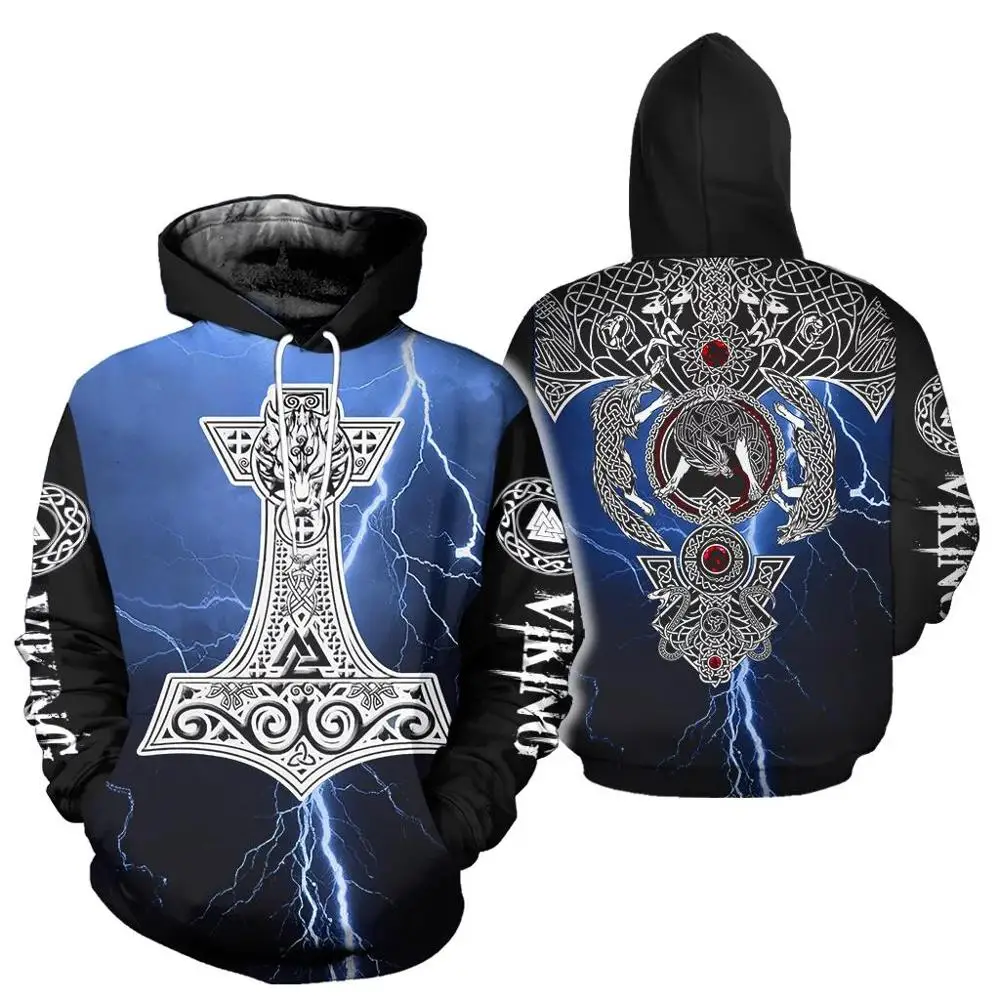 

PLstar Cosmos 2019 New Fashion Men hoodies 3D Printed Viking Tattoo Sweatshirt Unisex Harajuku streetwear sudadera hombre WS-555