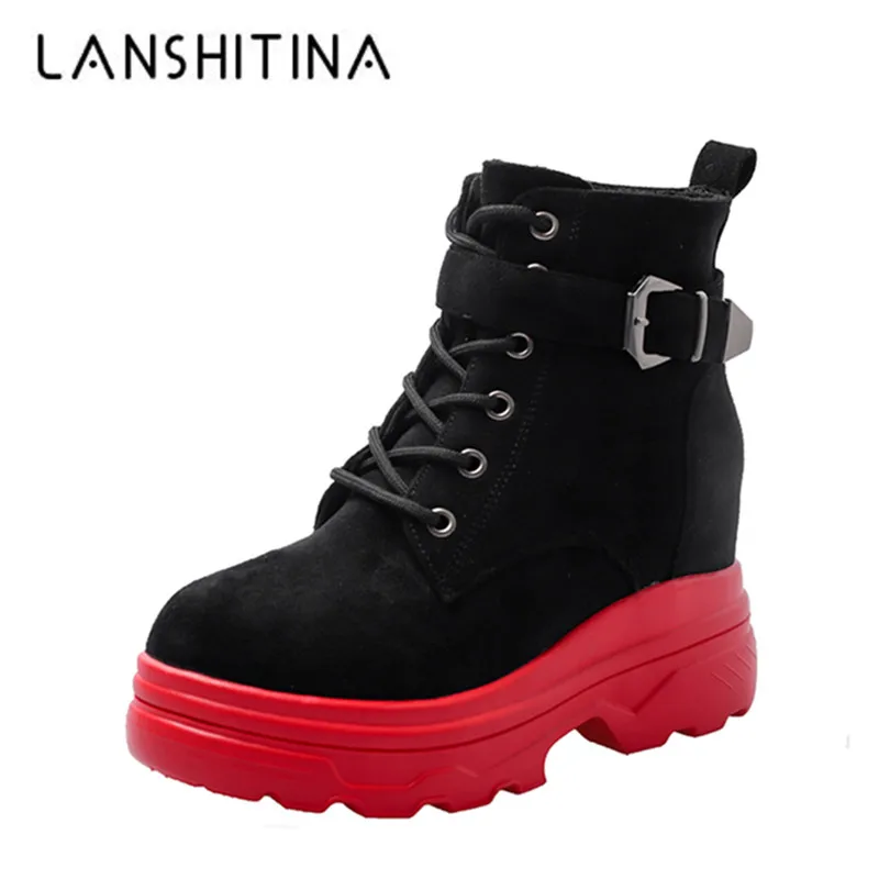 

2019 Fashion Women's Winter Warm Ankle Boots Chunky Casual Shoes Woman Autumn Hidden Heels Fur Snow Boots High Platform Sneakers