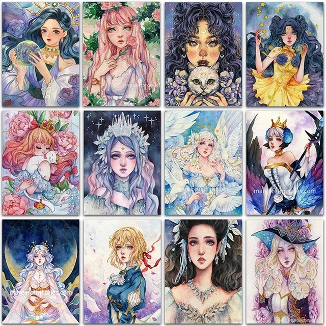 5D Diamond Painting Kits Round Drill With AB Cartoon Girl Comics Anime  Cross Ctitch Mosaic Embroidery Decor Home DIY 