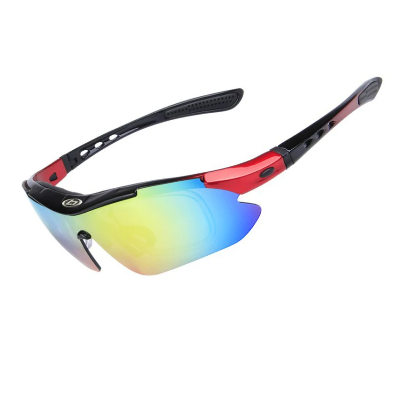 5 линз, велосипедные очки, очки ночного видения, сменные линзы, очки для рыбалки, пешего туризма, горного велосипеда, езды на велосипеде, спортивные очки, набор - Цвет: Black Red