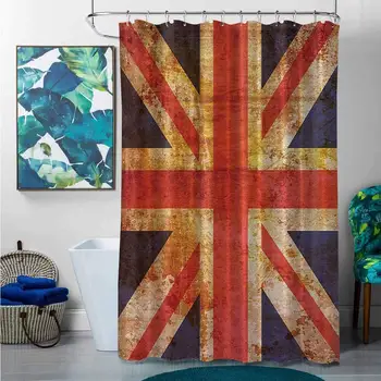

Shower Curtains Fabric Floral England,Britain British Flag Patriot English Queen Grunge Made by Digital Printer Modern,Navy