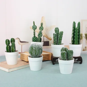 

Artificial Succulents Plants Garden Miniature Fake Cactus with Vase DIY Home Floral Decoration Wedding Office Decorative Plant