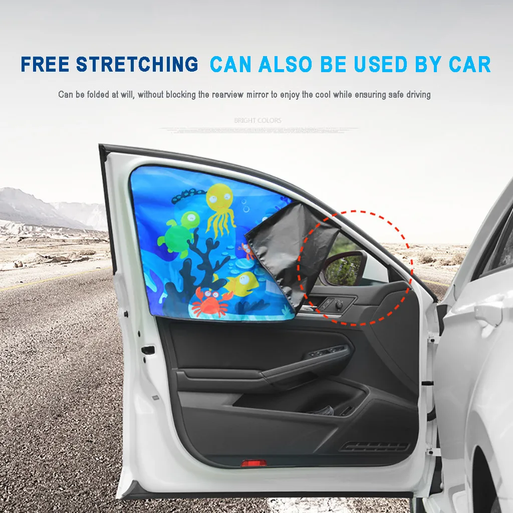 Car Sun Shade Magnetic Curtain Cartoon Children Window Sunshade Cover Universal