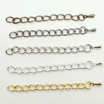 

20pcs/lot 50mm 70mm Silver/Gold Tone Extended Extension Tail Chain Connector For DIY Jewelry Making Findings Bracelet Necklace