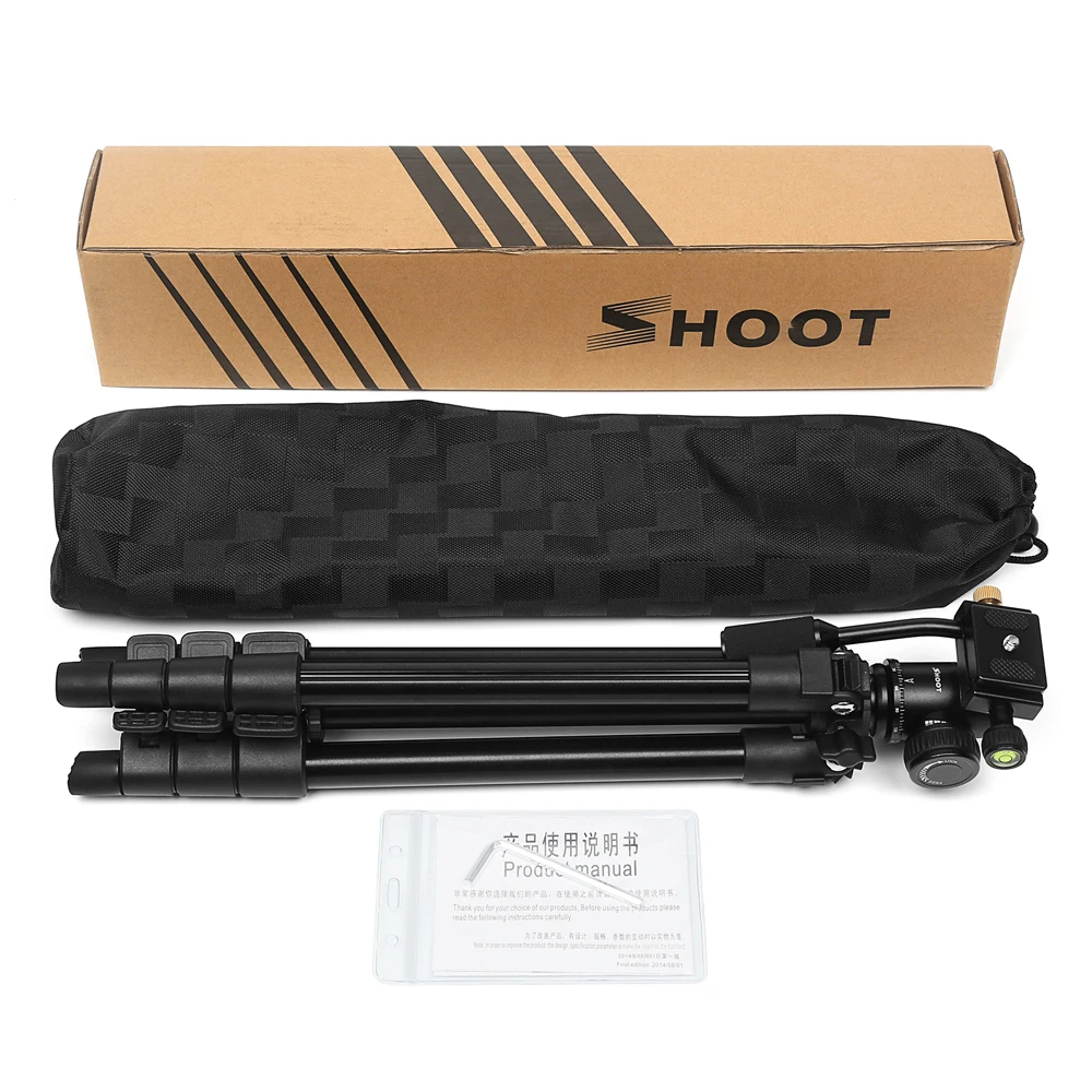 SHOOT Flexible 4-sections Aluminum Camera Tripod for Canon Nikon DSLR Digital Camcorder With Ball Head Camera Tripod Accessories