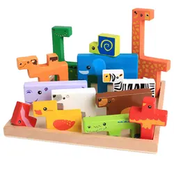 Красочная доска для карт детские игрушки 3D деревянные развивающие Мультяшные животные строительные блоки