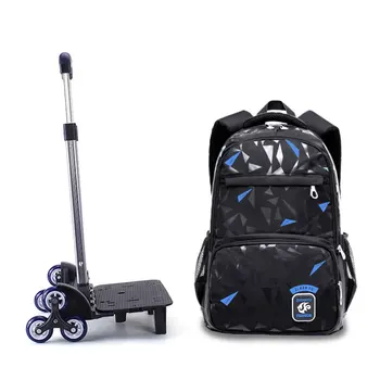 

Men Removable Trolley Middle School Backpack with Wheels Waterproof Children Luggage BookBag for Kids Mochila Infantil Escolares