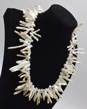 

freshwater pearl white branch unique 30-40mm necklace 19" nature FPPJ wholesale for xmas gift