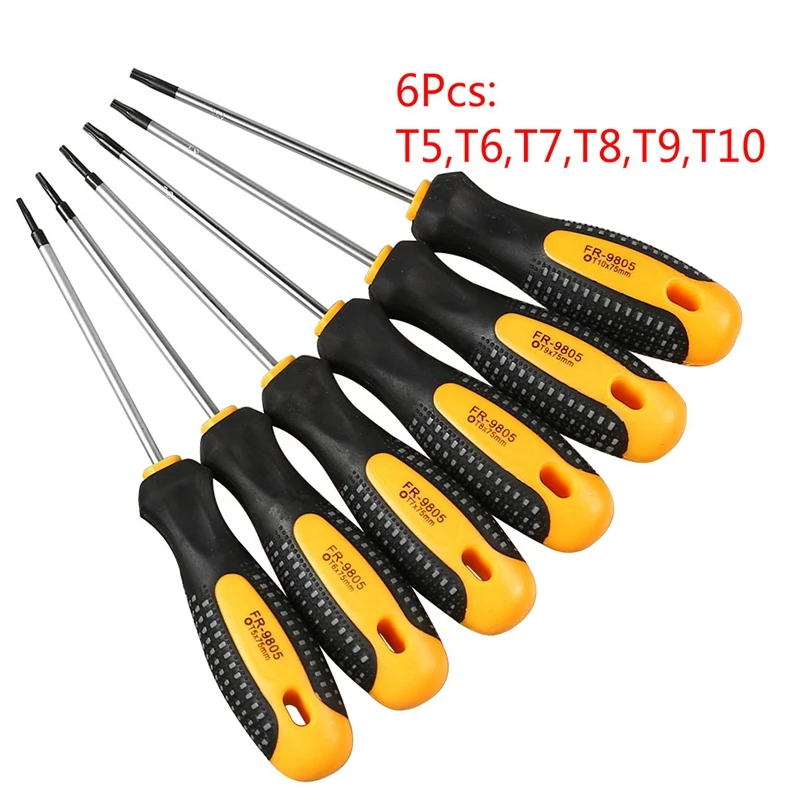 1 Набор CR-V Torx отвертка набор с отверстием Магнитный T5-T10 отвертка набор для ремонта телефона набор ручных инструментов