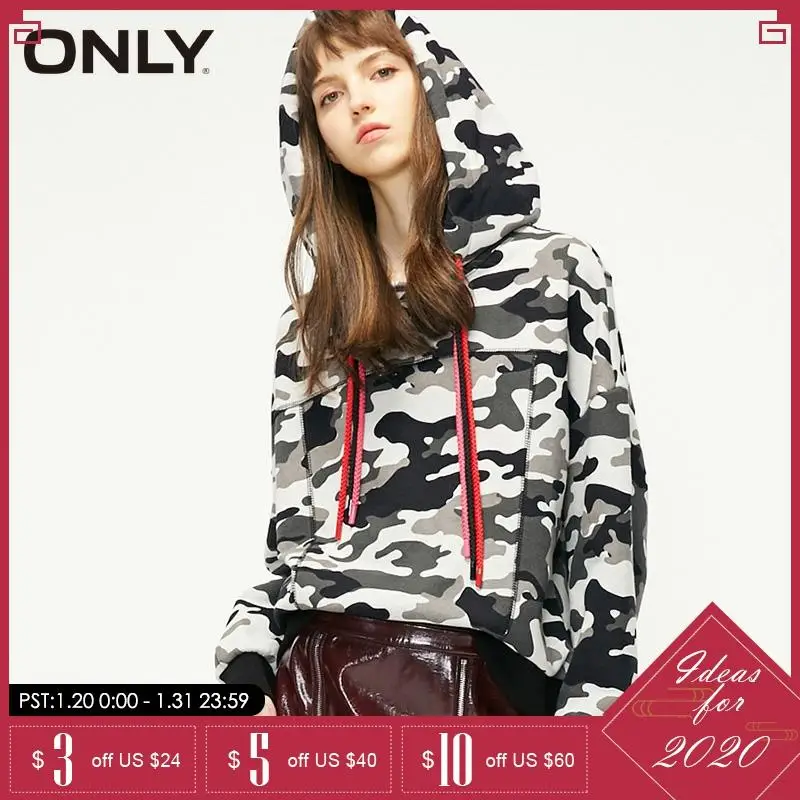 

ONLY Winter Colored Drawstring Back Print Hoodies Sweatshirt | 11919S501