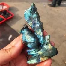 1 шт. AAAA натурального Лабрадора камень резной животных белка Кристальный Медвежонок статуя Украшенные подарок на Рождество с кристаллами в канун Рождества