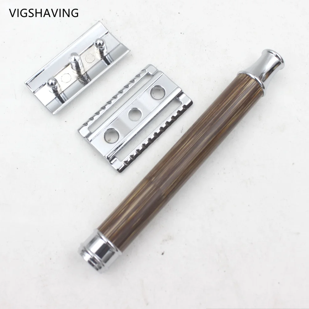 VIGSHAVING не пластик ноль отходов двойной край для мужчин натуральный бамбук безопасности бритвы