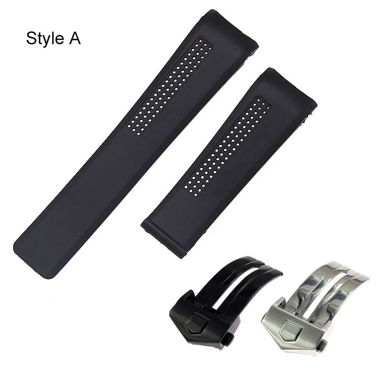 20/22/24mm black silicone watch band for TAG Heuer watch carrera calibre 16 series sports waterproof strap bracelet wristband