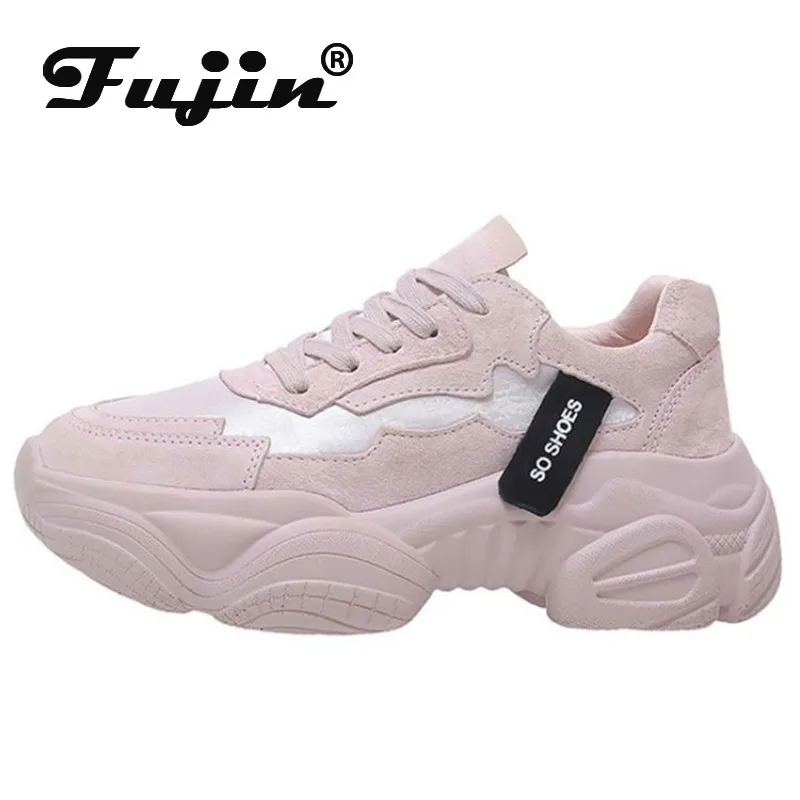 

Fujin Sneakers Women Autumn Spring Breathable Thick Bottom Round Toe Fashion Dropshipping Lace Leisure Platform Women Shoes
