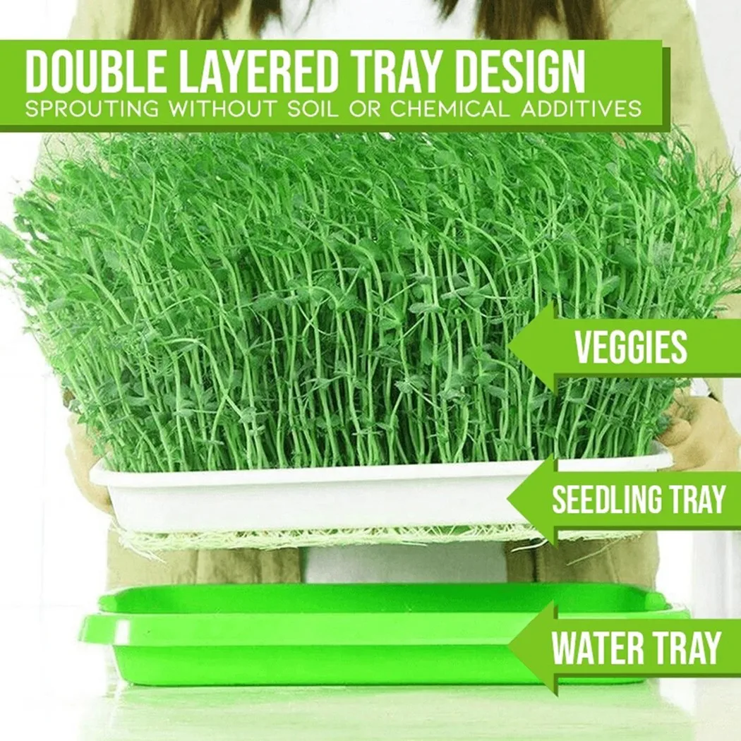 1pc Seed Sprouter Tray Soil-Free Big Capacity Microgreens Hydroponic Tray 33cm x 26cm x 5cm For Sprouts Gardening Supplies