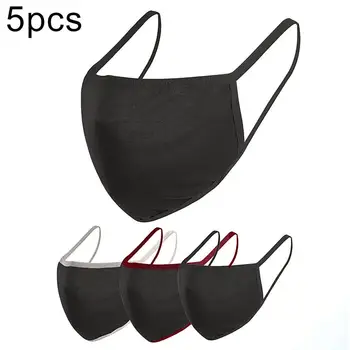 

5 pcs Cotton Black Mask mouth face Mask Anti PM2.5 dust Anti-Haze Windproof Mouth Mask korean Mask Fabric Face Mask