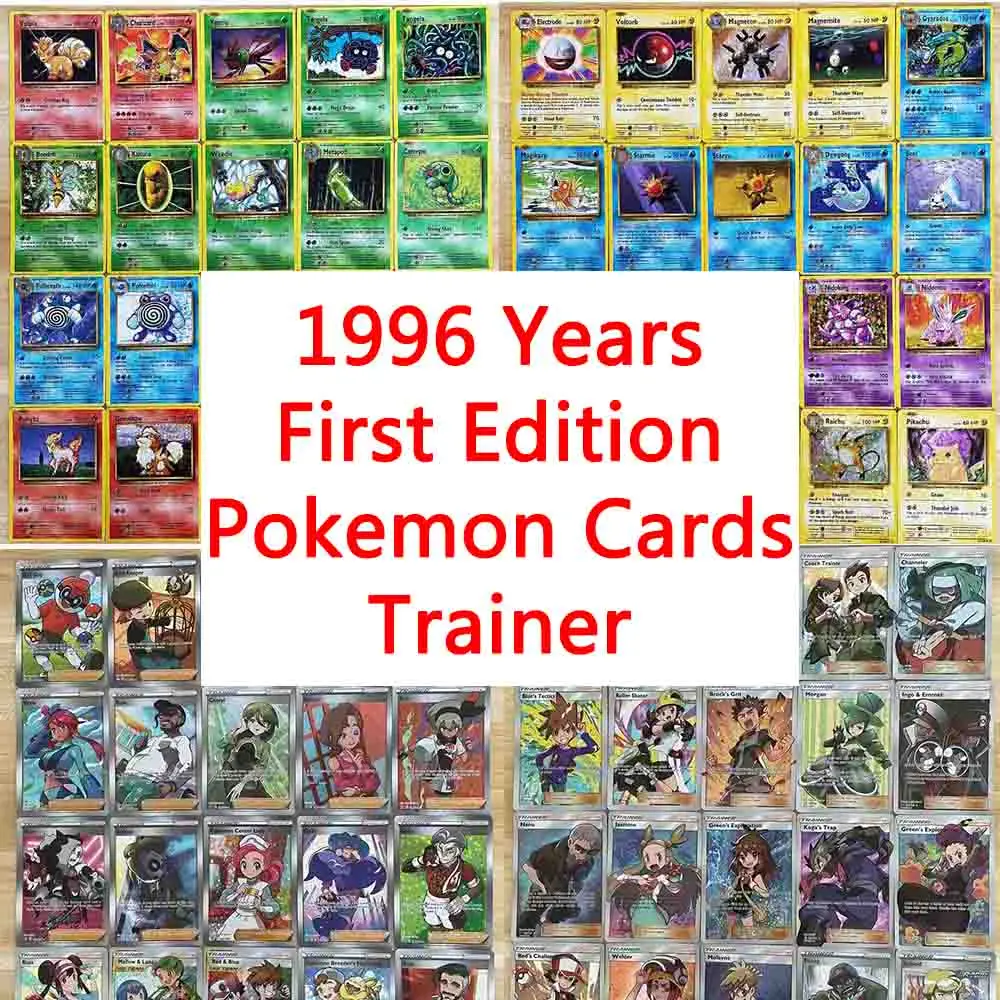 Карты покемона 1996 года первое издание английский флэш-тренажер Charizard Mewtwo Pikachu