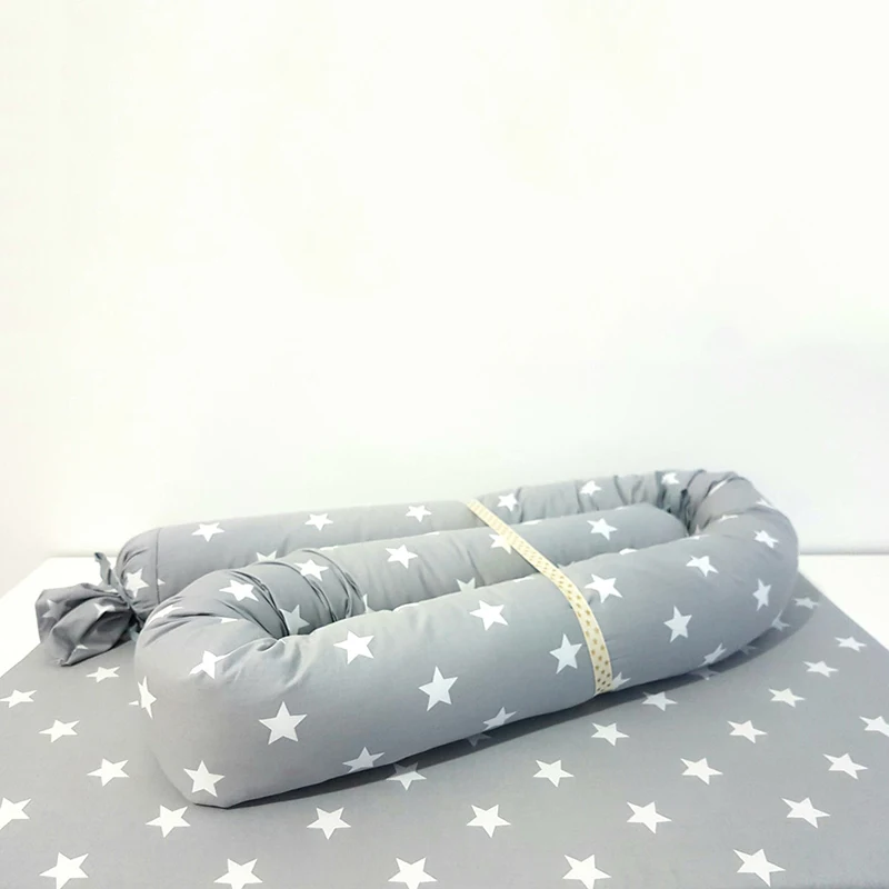 Newborn Baby Bed Bumpers Crib Safety Protection Pad Infant Cot Crib Bedding Cushion Star Print Grey White Black