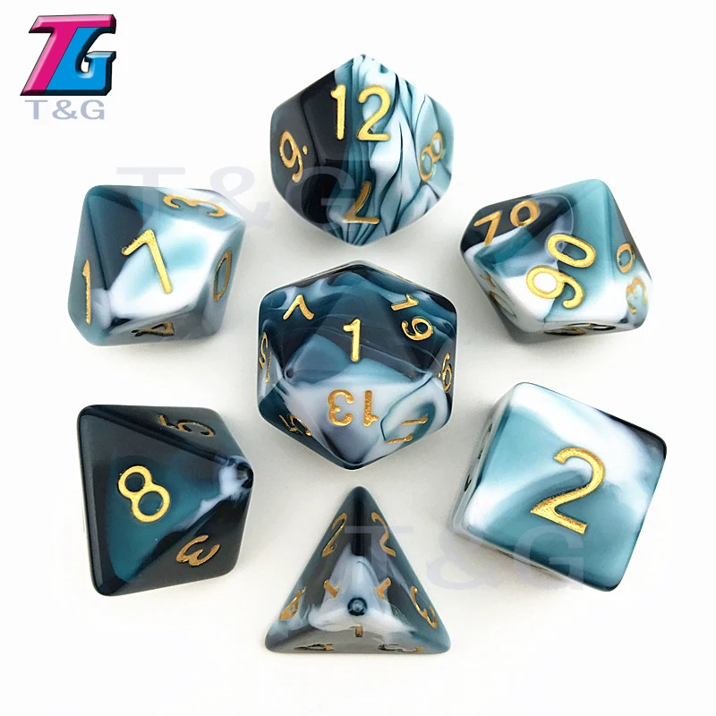 7 шт TRPG игральные кости для D& D D4-D20 многогранные аксессуары для настольной игры