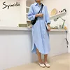 Syiwidii Long Woman Shirt Dress Cotton Korean Fashion Clothing Plus Size Shirts Dresses Spring Fall 2022 Comfortable Loose Style ► Photo 3/6