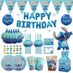 Forhome 62 Pcs Kit Vaisselle Lilo et Stitch Anniversaire, Inclure: Nappe  Assiette Tasse Serviette en Papier bannière Ballons, Kit Décoration de Fête  Anniversaire pour 10 Personnes : : Cuisine et Maison