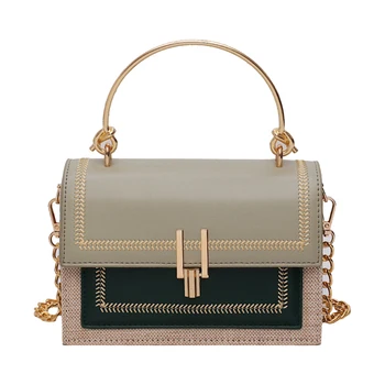 

Elegant Lady Fashion Wheat Ear Small Bag Sweet Lady Wind Wild Texture Contrast Color Chain Shoulder Messenger Bag Handbag 2019
