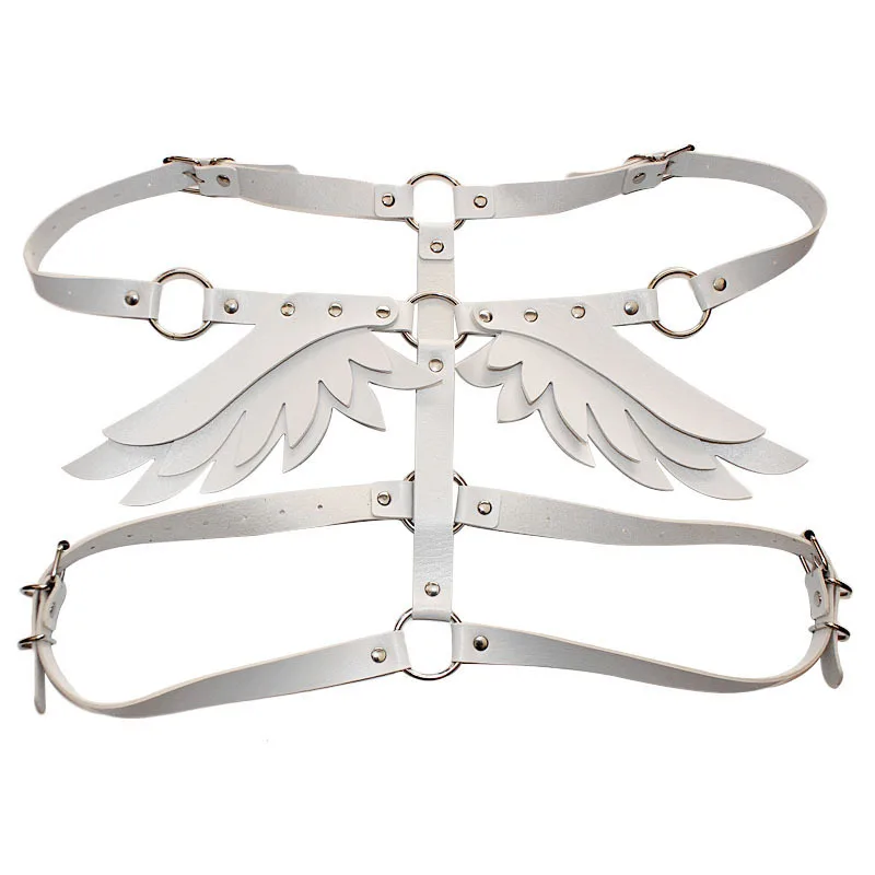 Arnés de cuero con alas para Bondage Collar de playa con cuello Hal Arnés de cuero con alas para Bondage Collar de playa con cuello Hal