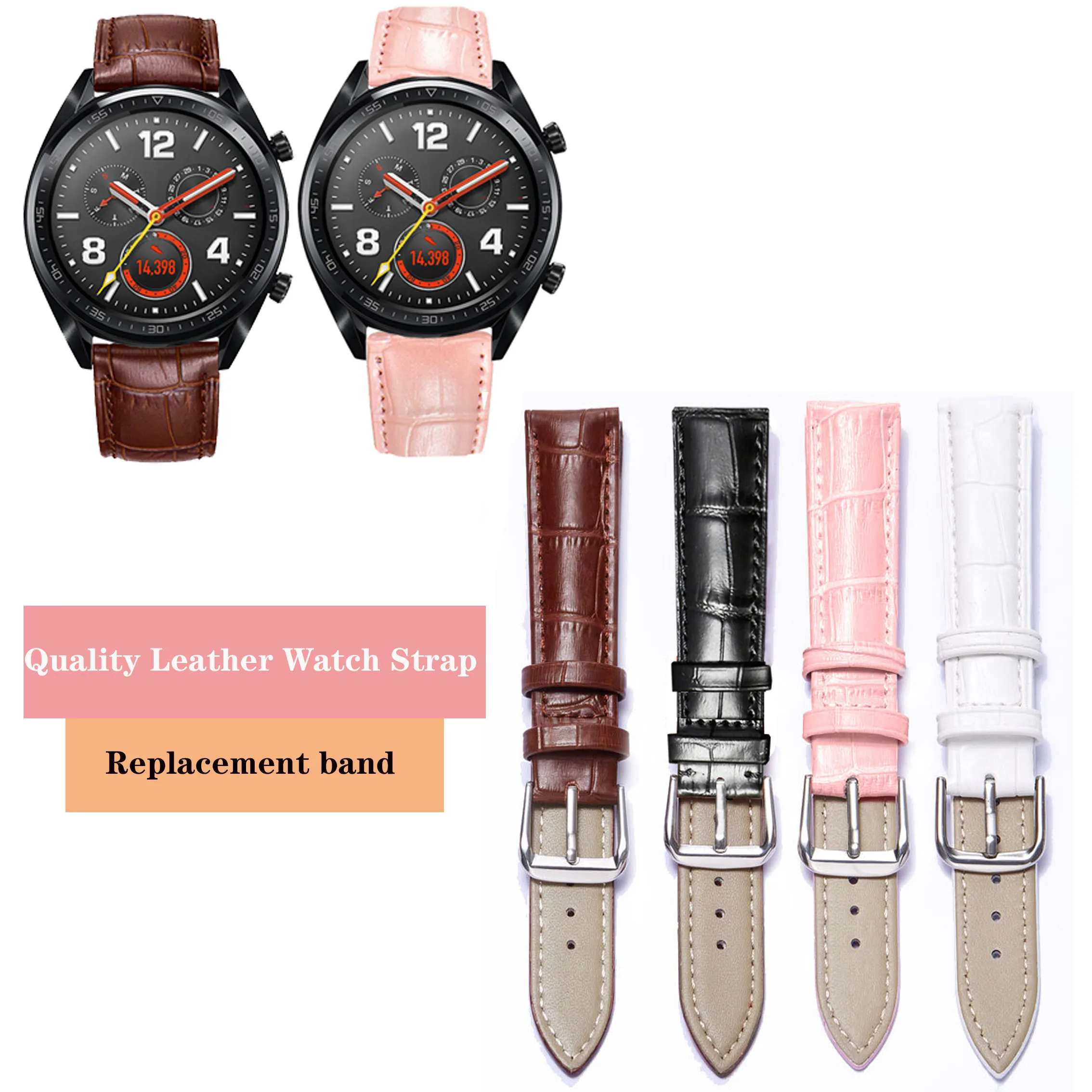 

Ремешок кожаный для Huawei Watch GT 2 42 мм 46 мм 2e GT2 Pro GT3 SE / GT4 46 мм Honor MagicWatch, качественный браслет для часов, 20/22 мм