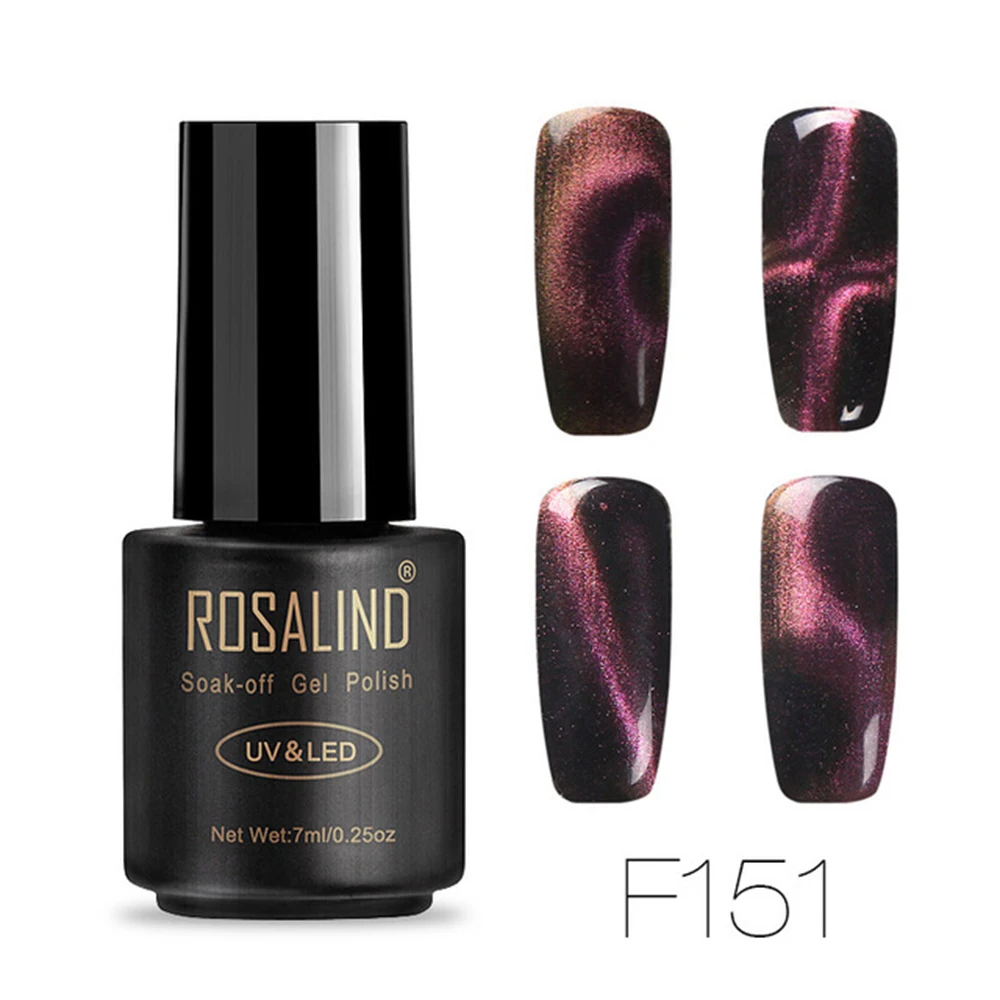 ROSALIND 7 мл Гель-лак для ногтей 5D Магнитный кошачий глаз лак для ногтей замачиваемый УФ-лак для ногтей блестящие украшения для маникюра Полупостоянный лак для ногтей - Цвет: 151