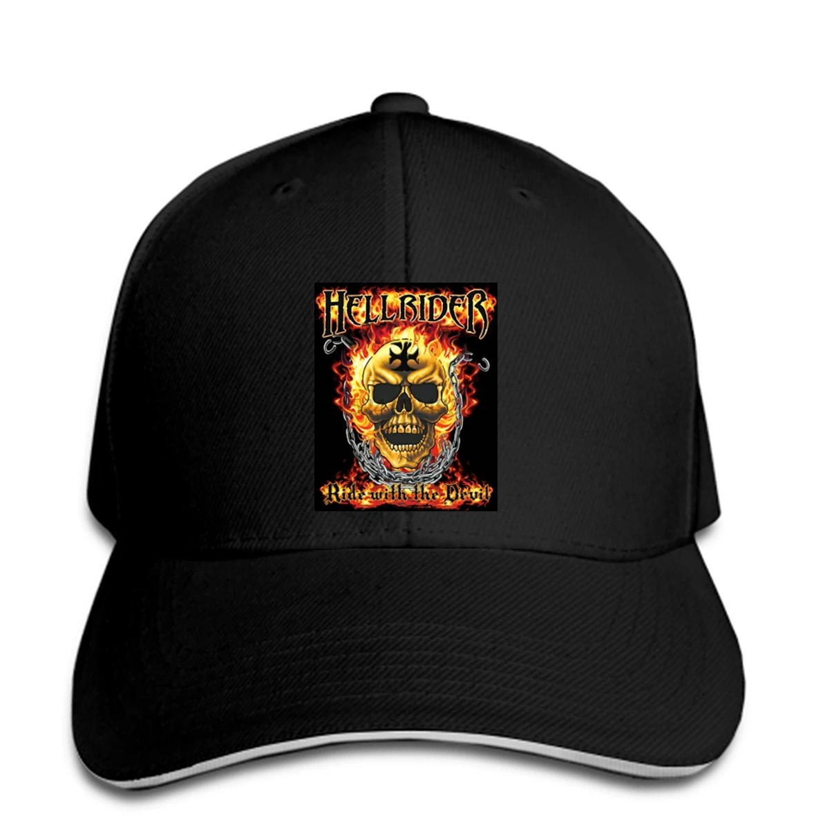 Бейсбольная кепка Hellrider Ride with the devil Brennender Totenschdel, Байкерская Кепка, остроконечная Кепка